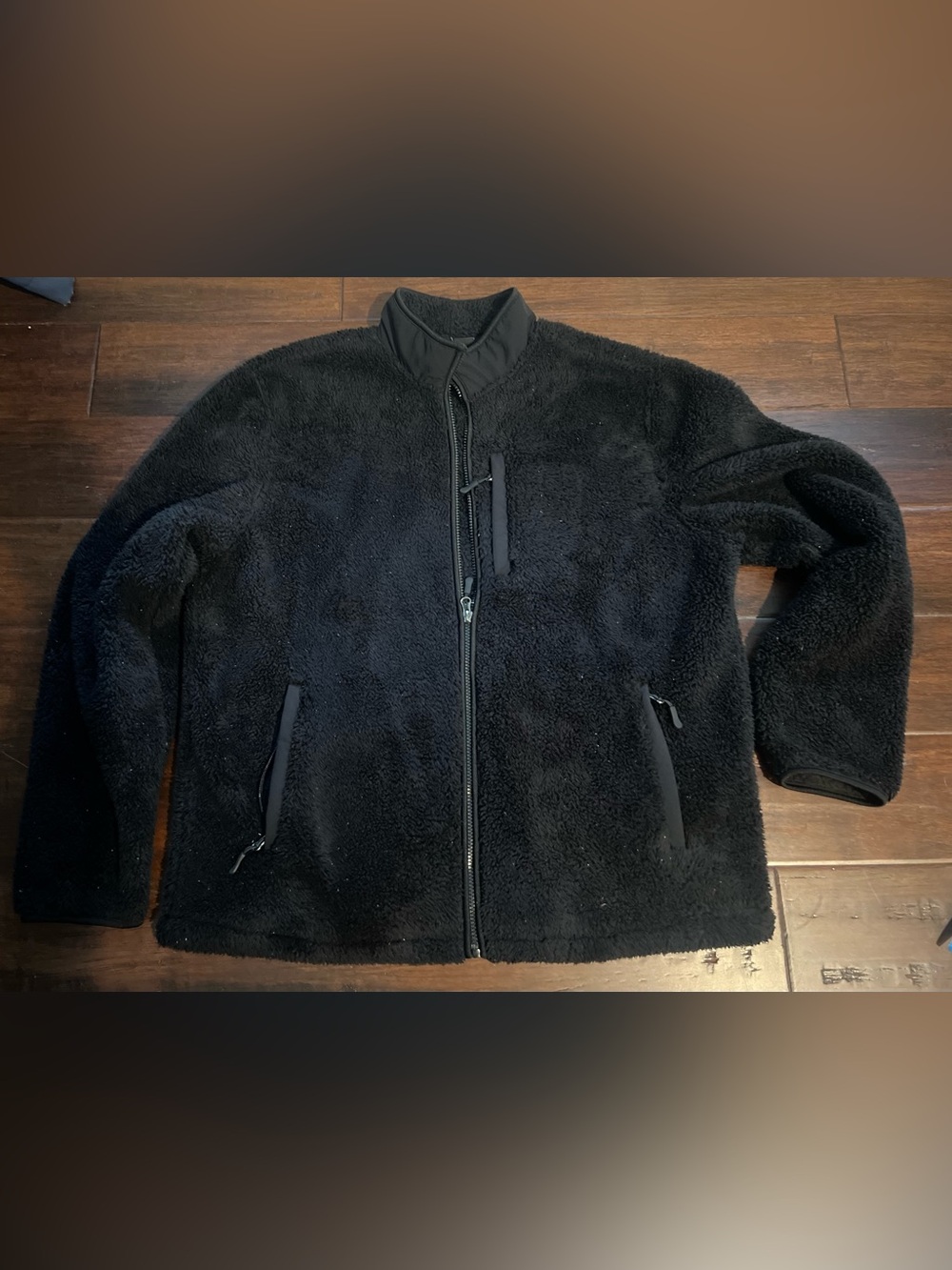 32 Degrees Black Sherpa Zip-Up Jacket (will rewash &use roller) 3 deep pockets